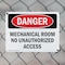 Signmission Mechanical Room No Unauthorized Access Danger Sign, Plastic, 10in W x 7in L, 2PK OS-2PACK-DS-P-710-L-1675 - alternate 5